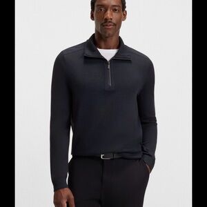 BOSS Men's Zip-Front Knit Sweater in Black